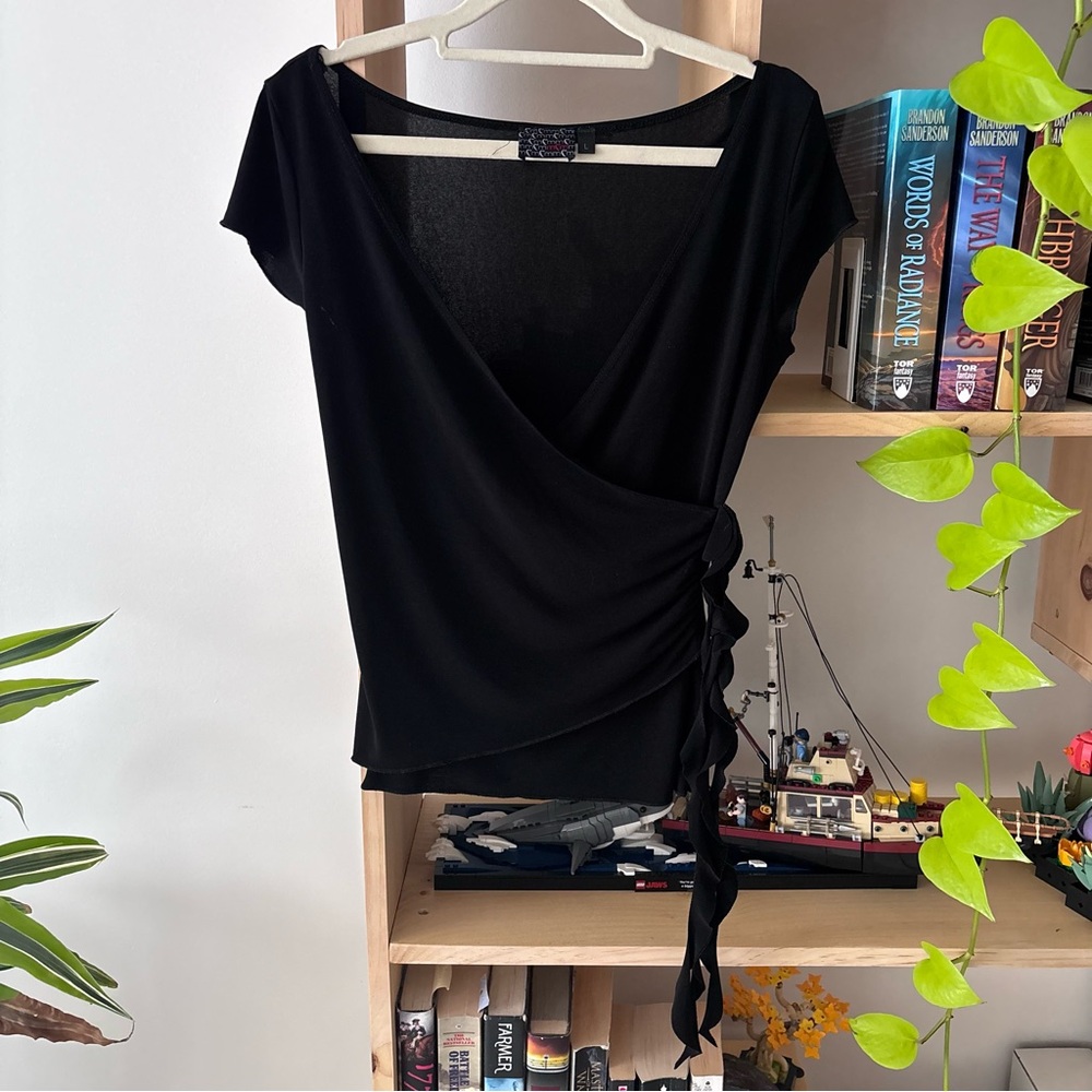 Vintage Black Wrap Top